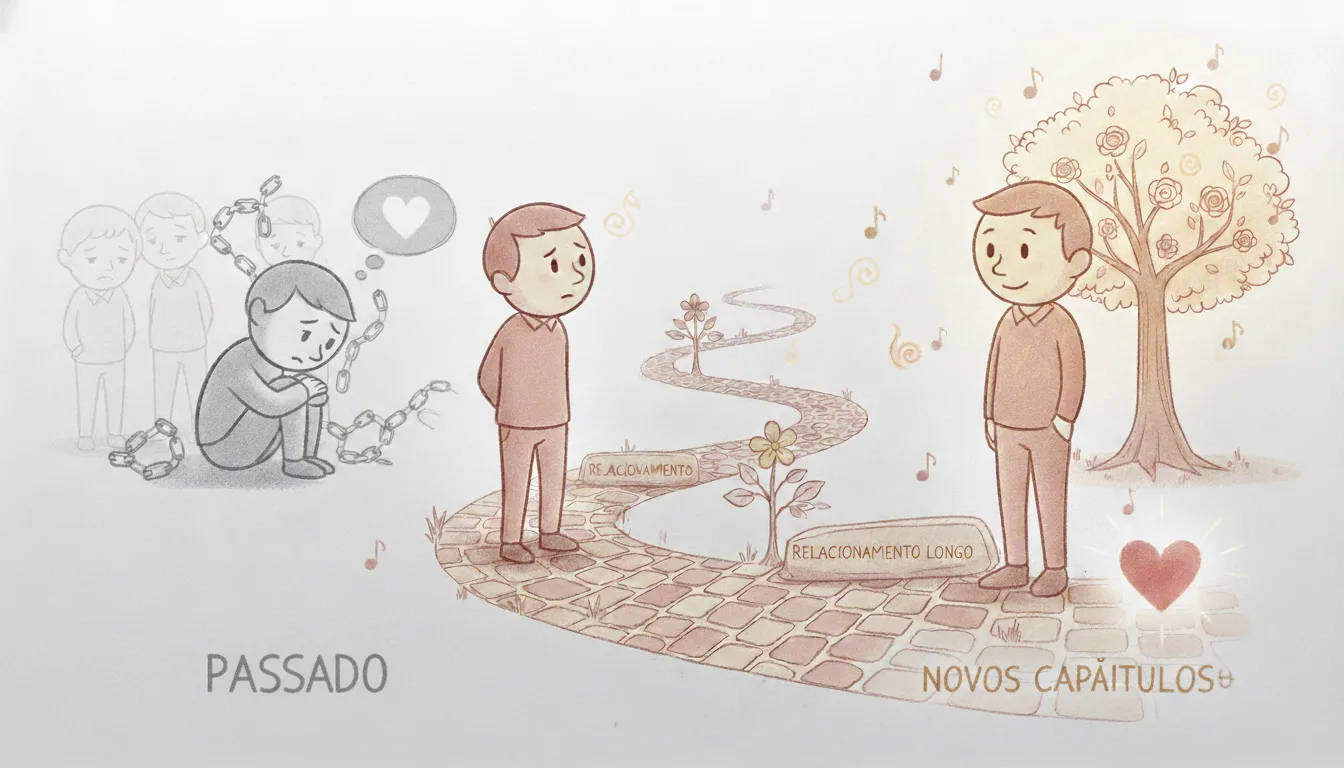 Pessoa superando o término de um relacionamento longo.